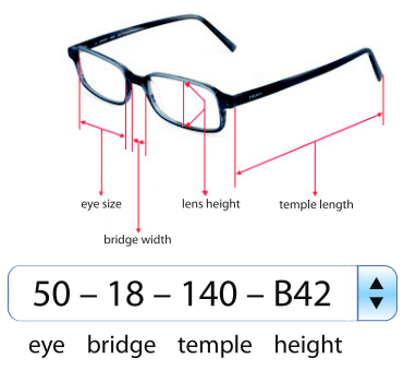 Frame size guide, Glasses Gallery